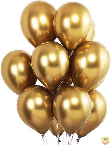 Малки кръгли балони хром ROCCA - Злато хром / Shiny Gold, 13см, 100бр., AС50 88 Италия