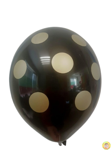 Черни балони с печат златни конфети, 30см, 100 бр.