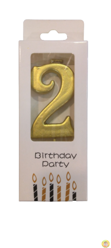 Свещичка металик злато цифра 2, 1 брой