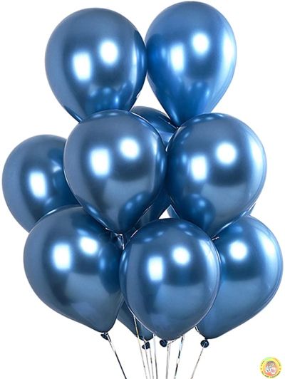 Малки кръгли балони хром ROCCA - Син хром / Shiny Blue, 13см, 100бр., AС50 92 Италия