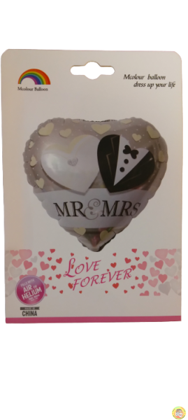 Балон фолио с надпис Mr. and Mrs. - бял 