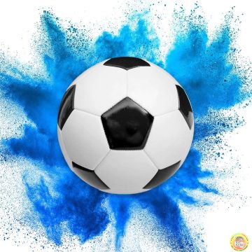Парти конфети, футболна топка с прах, син цвят
