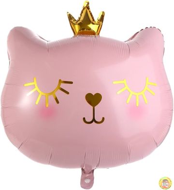 Балон фолио Коте с корона, розово