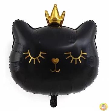 Балон фолио Коте с корона, черно