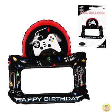 Балон Фоторамка - Джойстик "Happy Birthday" /фолио/