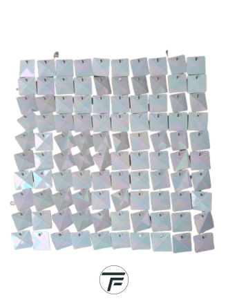 Комплект 50 пана за пайетена фонова стена с прозрачен гръб, 30*30см, плочки БЯЛА