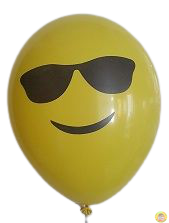 Балони Усмивка с очила, едностранен печат, 30см, 100бр., жълти