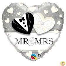 Балон фолио с надпис Mr. and Mrs. - бял 