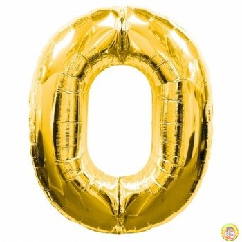 Фолиев балон цифра 0, златен - 100см