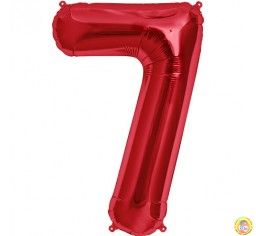 Фолиев балон цифра 7, червен - голям - 80см