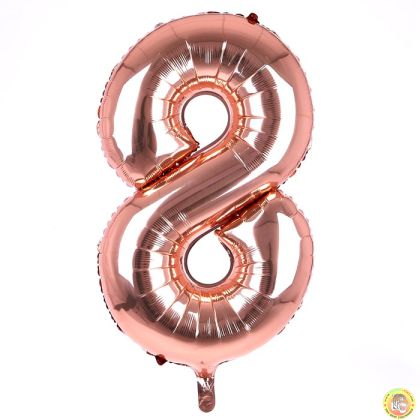Фолиев балон цифра 8, розово злато - 80см