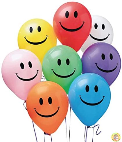 Балони Усмивка едностранен печат  - 30см, 100бр. микс цветове