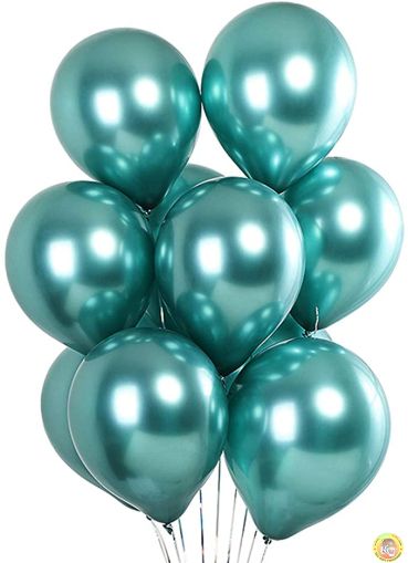 Малки кръгли балони хром - зелен, 13см, 100бр., AС50 93