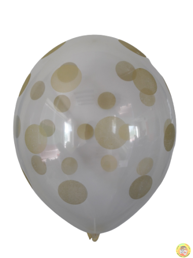 Балони кристал с печат златни конфети, 30см, 100 бр.