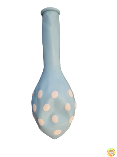 Балони пастел макарон с принт бели точки - 30см, 100бр., цвят бебешко синьо