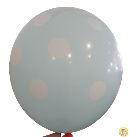 Балони пастел макарон с принт бели точки - 30см, 10бр., цвят бебешко синьо