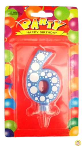 Свещичка за рожден ден-синя на точки- 6