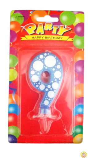 Свещичка за рожден ден-синя на точки- 9