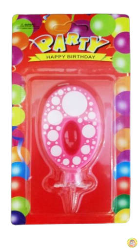 Свещичка за рожден ден-розова на точки- 0