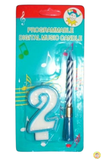 Комплект синя музикална свещичка и цифра 2