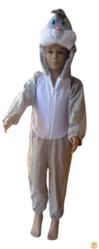 Детски костюм Зайче S - сиво