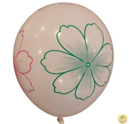 Балони с печат  Цветя , различни цветове на балоните, 30см., 100бр.