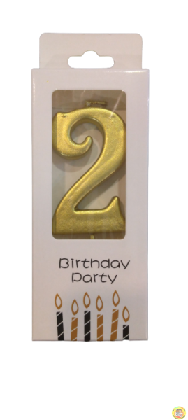 Кутия 12 броя_Свещички металик злато цифра 2