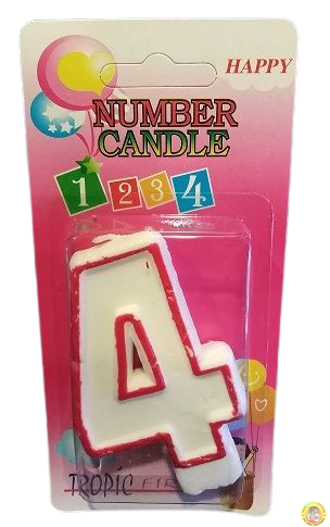 Кутия 12 броя_Свещички с червен контур цифра - №4
