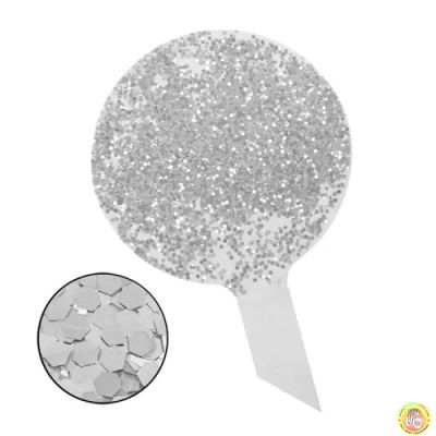 Балон с мини конфети сребро /прозрачен TPU/
