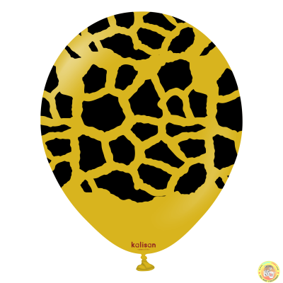 Kalisan Safari балони цвят: горчица с печат Жираф (черен) / 12", 25бр.