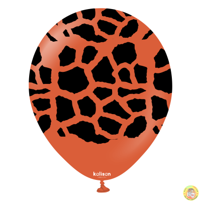 Kalisan Safari оранжеви балони с печат Жираф (черен) / 12", 25бр.