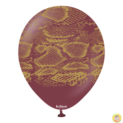 Kalisan Safari балони (бургунди) с печат Змия N (златен) / 12", 25бр.