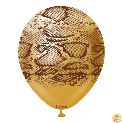 Kalisan Safari балони (Mirror злато) с печат Змия N (тъмно кафяв) / 12", 25бр.