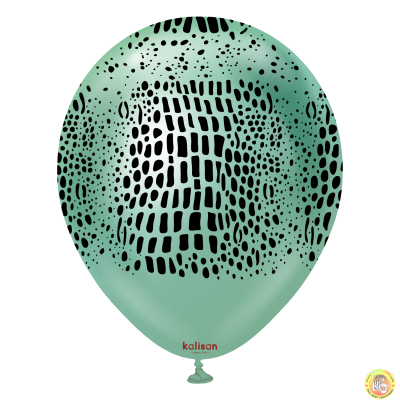 Kalisan Safari балони (Mirror зелено) с печат Крокодил (черен) / 12", 25бр.