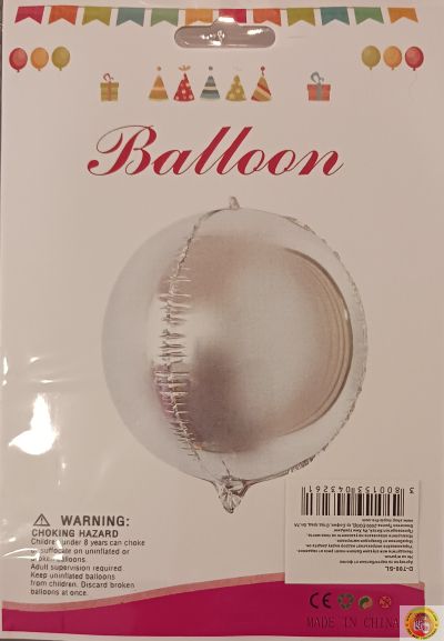 4D фолио балон сфера сребро, 24