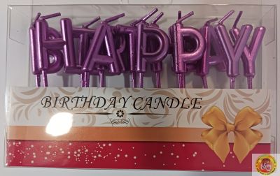 Свещички за рожден ден Happy birthday, розови букви