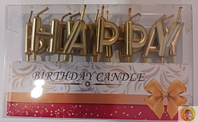Свещички за рожден ден Happy birthday, златни букви