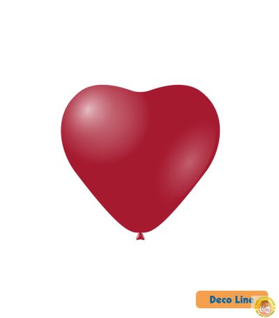 Балон сърце, латекс - рубинено червено, 11", 50бр. Decorator Line, Ruby Red