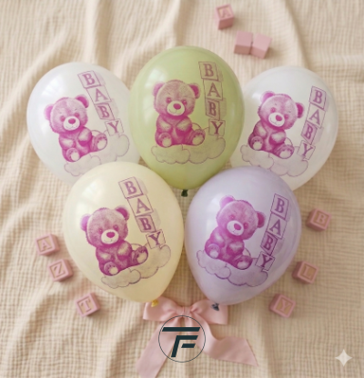 Балони с печат Мече-момиче ,100бр./пак.
