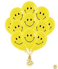 Балони Усмивка едностранен печат  - 30см, 100бр. жълти