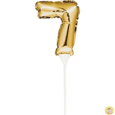 Фолиев балон, цифра 7, златен, с пръчка - 17см