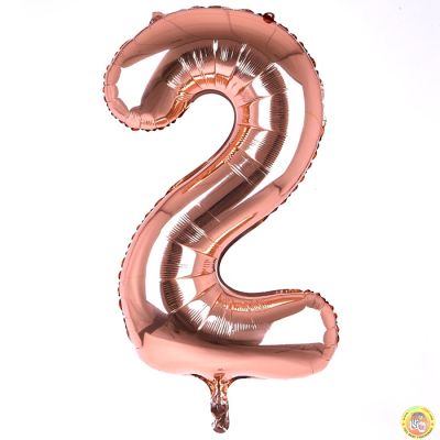Фолиев балон цифра 2, розово злато - 80см