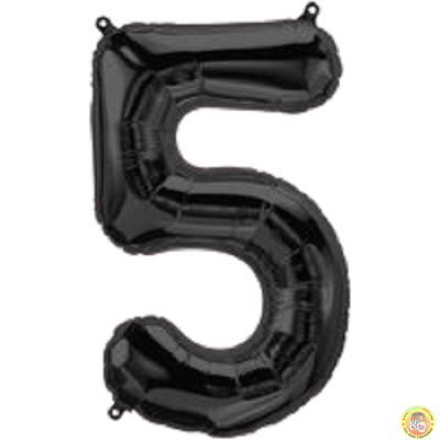 Фолиев балон цифра 5, черен - гигант -100см
