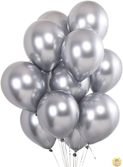 Малки кръгли балони хром - сребро, 12см, 100бр., AС50 89