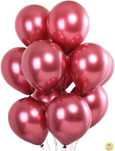 Малки кръгли балони хром - розово, 12см, 100бр., AС50 91