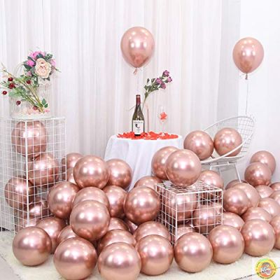 Малки кръгли балони хром - розово злато, 12см, 100бр., AС50 96