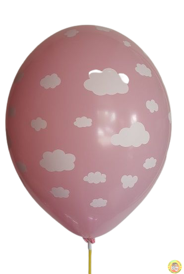 Балони пастел с печат Облачета, микс розови и сини, 40см, 10бр.