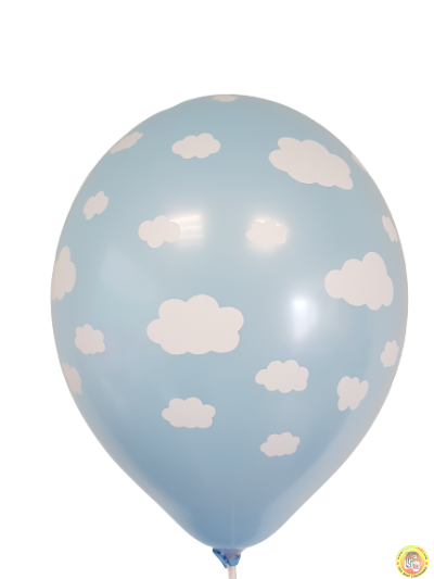 Балони пастел с печат Облачета, микс розови и сини, 40см, 50бр.