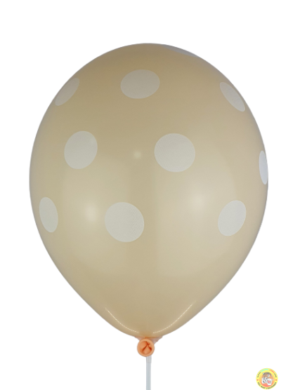 Балони пастел макарон с принт бели точки - 30см, 100бр., микс цветове