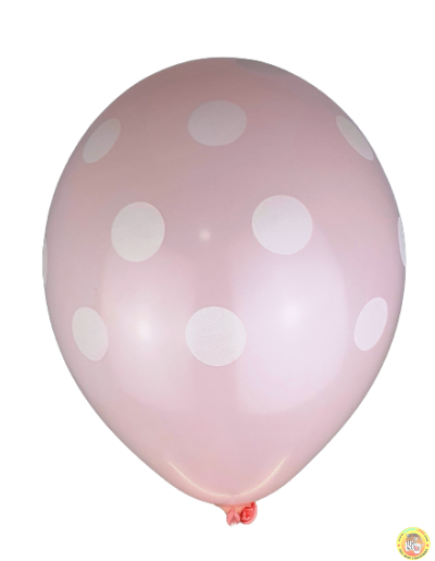 Балони пастел макарон с принт бели точки - 30см, 100бр., цвят бебешко розов